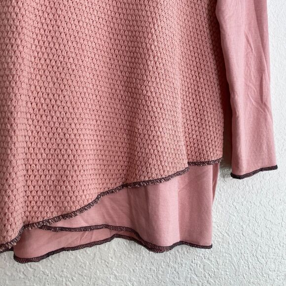 Soft Surroundings Top Women Medium Textured Waffle Layer V Neck Blouse Pink - Picture 4 of 9